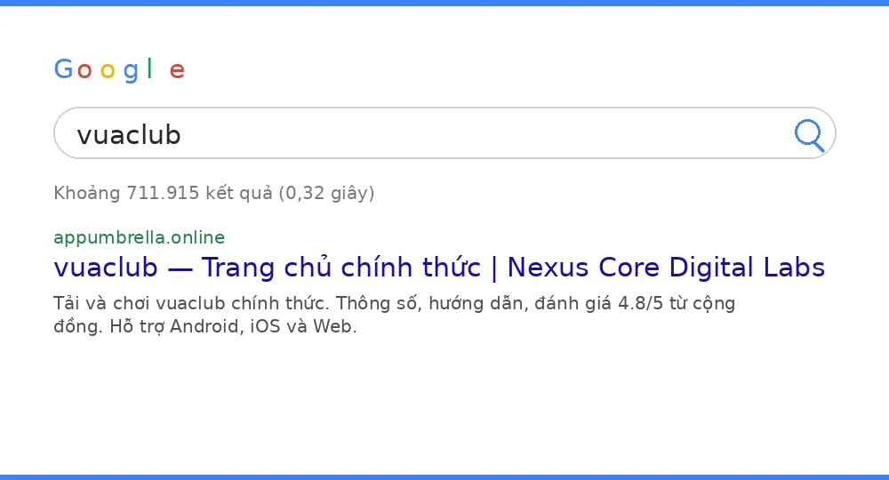 Cách tìm vuaclub trên Google